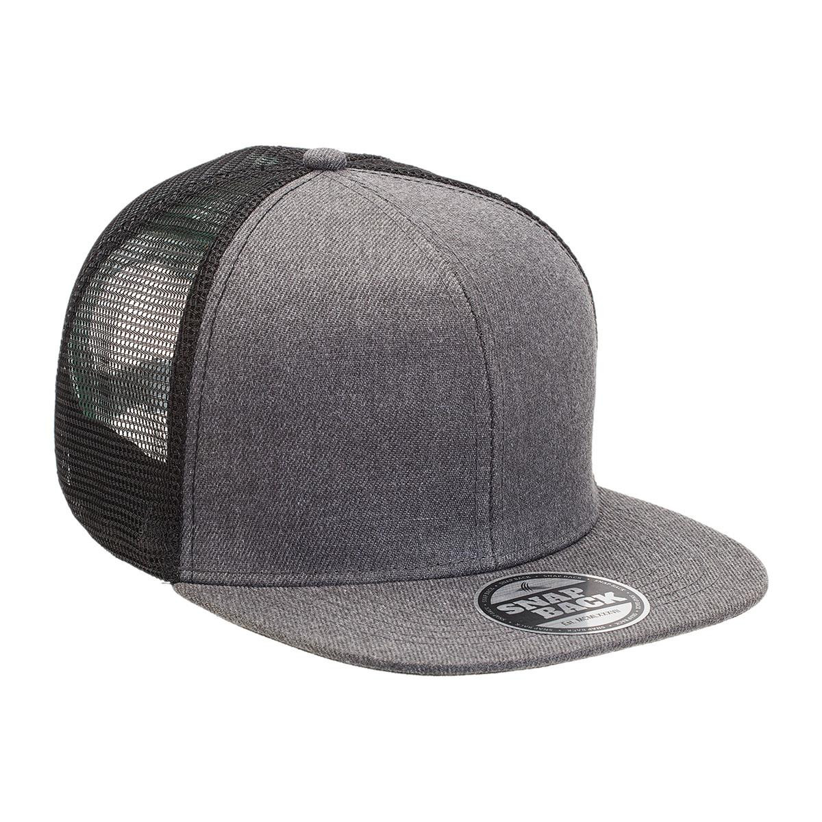 Legend Life Heathered Flat Peak Trucker 4396 - Charcoal Heather,Black