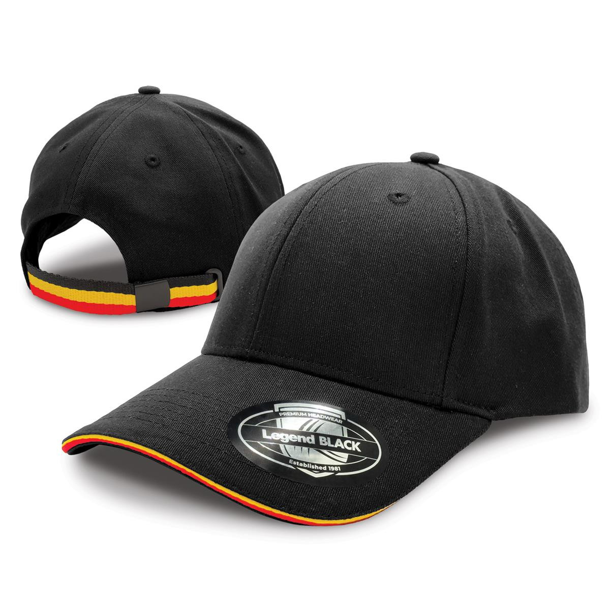 Legend Black San Marino Cap 7033 - Black,Gold,Red