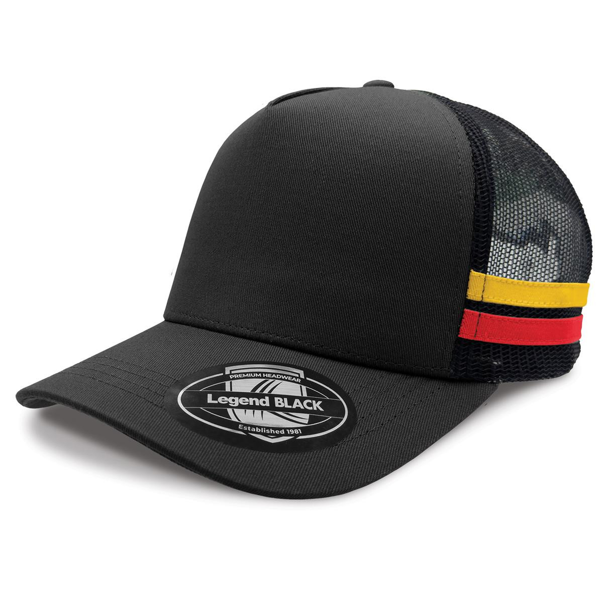 Legend Black Striped Trucker 7050 - Black,Black,Gold,Red